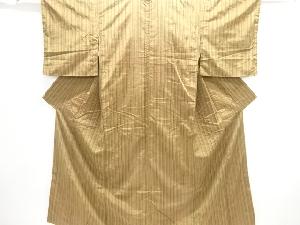 アンティーク　縞織出し手織り紬着物